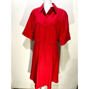 Harve Bernard linen dress hong kong cape flare red casual holidays women 12